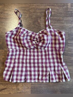 Cider Women’s XS Gingham Bow Cami Top Y2K Coquette Cottagecore Wine